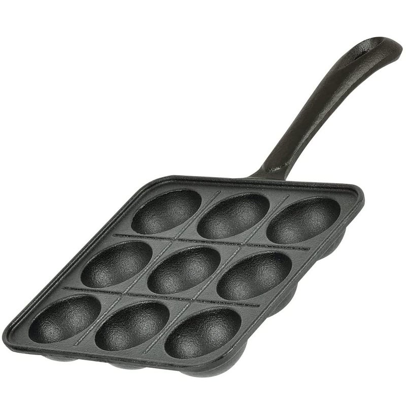 TIKUSAN Takoyaki Pan Cast Iron Takoyaki Maker Skillet Griddle Japanese Octopus Meat Ball Mold Maker for Gas Heater (9 Molds) - Image 1